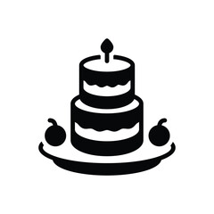 Black solid icon for birthday cake