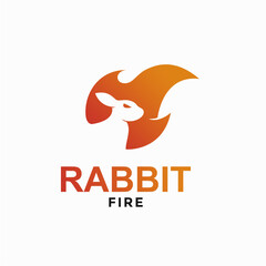 Obraz premium rabbit fire simple logo in negative space