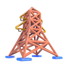 High Voltage Power Line Tower 3D Illustration Icon