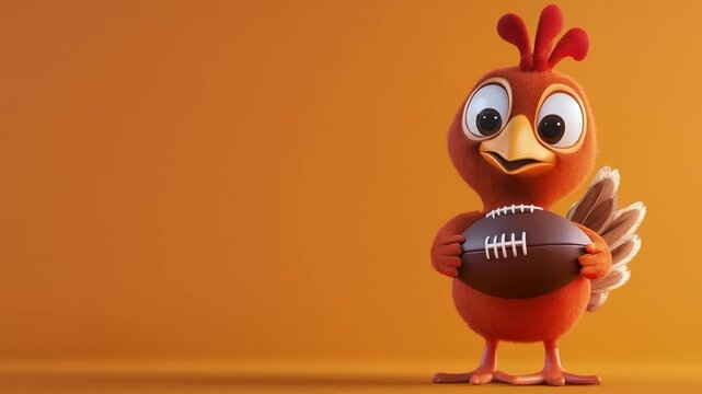3d character scene of a turkey chicken talking, seamless looping motion for background video animation.