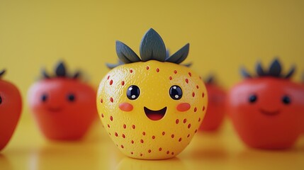 Obraz premium Cute Yellow Strawberry Illustration