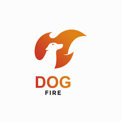 dog fire simple logo in negative space