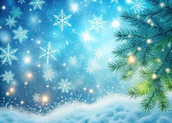 Cozy Winter Snowfall, Soft Blue Background, Left Subject Space