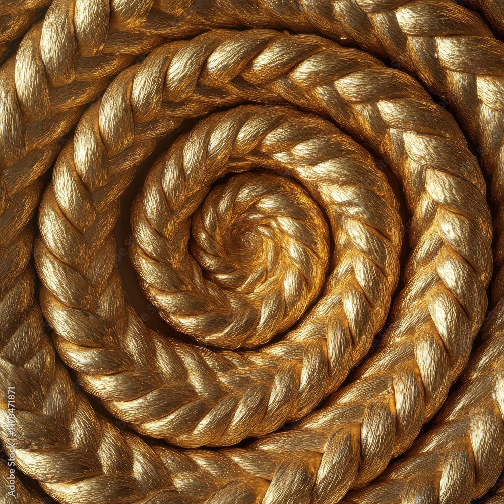 Poster intricate close-up of a golden spiral rope design featuring textured twists and rich color depth for