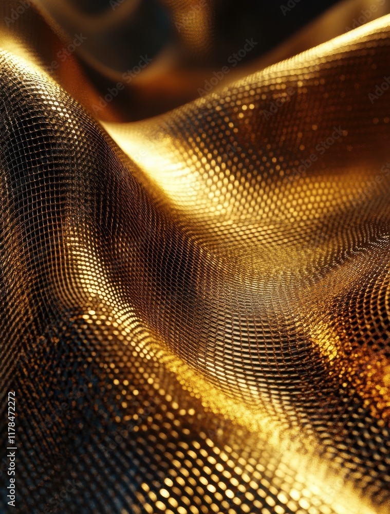 Aufkleber luxurious golden fabric texture with soft waves and gleaming highlights in abstract design suitable 