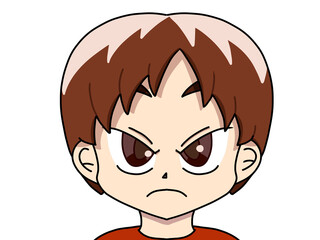 小さな男の子　怒りの表情