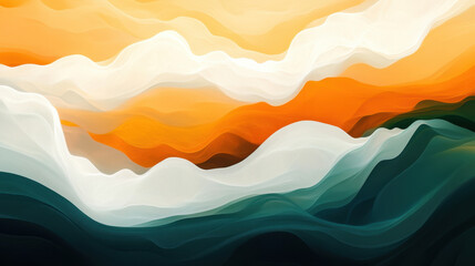 Abstract digital art with flowing clouds and waves in vibrant colors