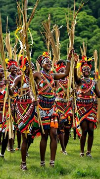 Vibrant Zulu Women Celebrate Heritage Through Traditional Dance and Rhythmic Movement