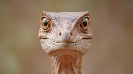 Fototapeta premium Close-up Portrait of a Curious Baby Dinosaur 