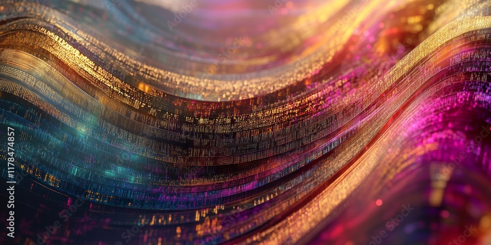 Aufkleber colorful abstract data waves in digital space for creative web message and design inspiration