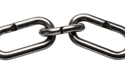 Obraz premium Broken Chain Link, Symbol of Weakness or Vulnerability Against White Background