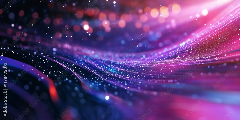 Poster vibrant abstract background featuring glowing bokeh and colorful light trails. perfect for technolog