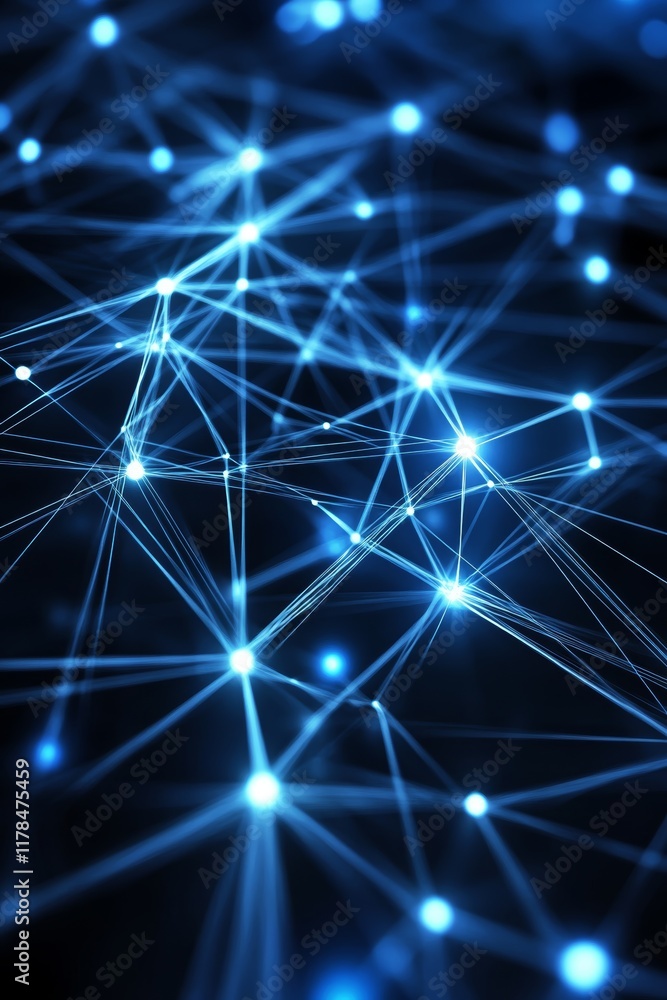 Aufkleber abstract big data network grid layout with blue connections and bright nodes illustrating digital te
