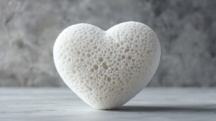 Fototapeta premium Heart shaped white sponge on textured surface