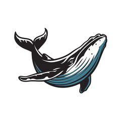 Obraz premium whale fierce design illustration logo on white background