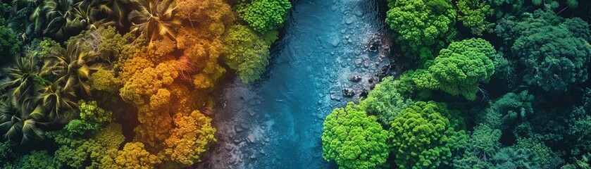 Craft a visually engaging composition showing the contrast between thriving and threatened ecosystems Use vibrant colors for healthy habitats and muted tones for endangered ones
