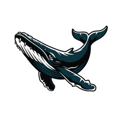 Fototapeta premium whale wild design illustration logo on white background