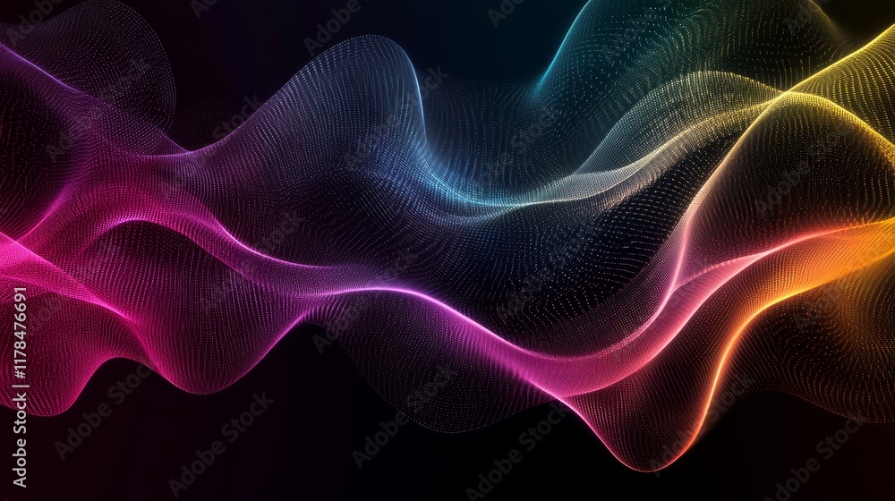 Poster experience the dynamic flow of abstract digital data streams in vibrant colors, perfect for creative