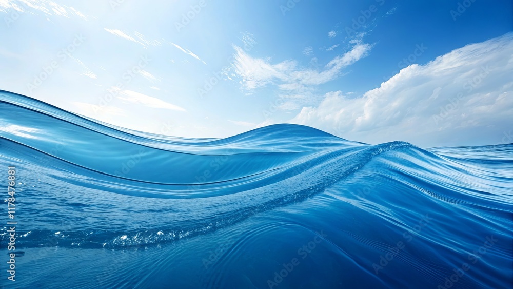 Poster a large body of water with a wave cresting in the middle