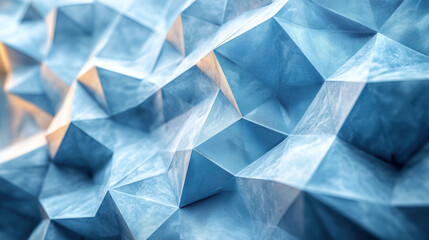 Fototapeta premium Abstract polygonal design in soft blue and white tones creates depth