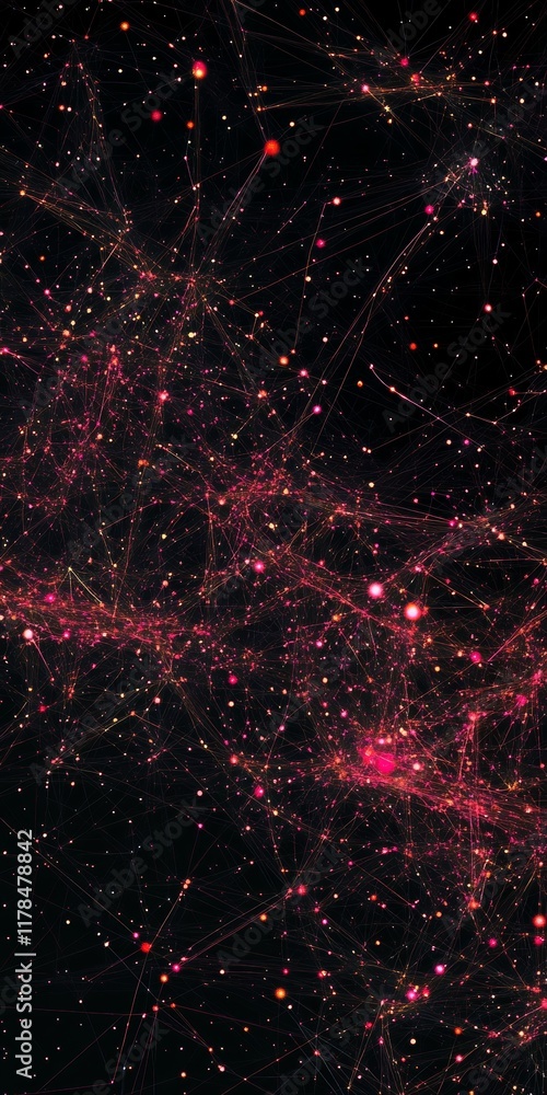 Poster abstract digital background of network data points in vibrant colors for technology and science them