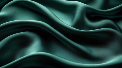 Obraz premium Luxurious rippling silk texture in deep emerald green, evoking elegance
