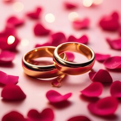 wedding rings on a rose