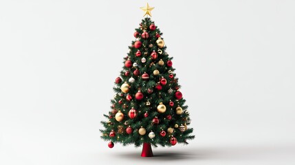 Obraz premium 3D Christmas tree rich with colorful balls and decorations, set against a transparent PNG background.