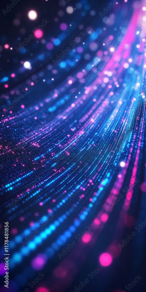 Poster experience a stunning dynamic digital background featuring vibrant pulses of data in blue and pink h