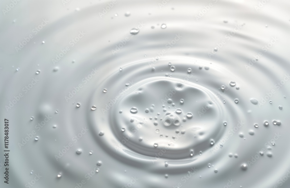 Aufkleber Abstract water surface with concentric ripples, drops. Circular patterns create elegant texture. Pure water texture displays splash effect. Elegant, trendy design for beauty, spa products. High