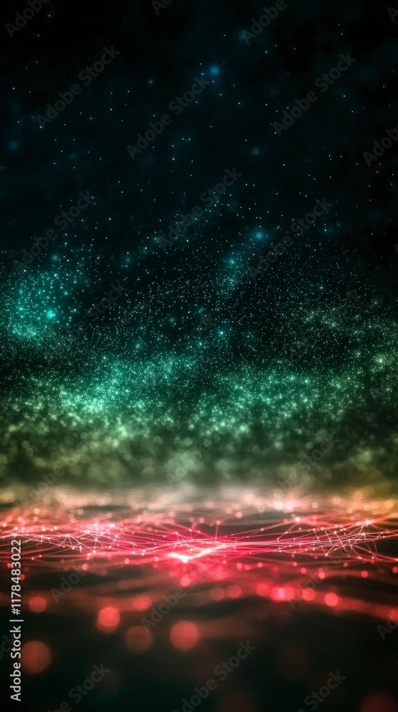Aufkleber abstract network glowing particles background digital technology futuristic design ai