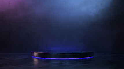 Obraz premium Showcase platform with blue-pink gradient background