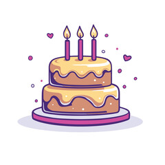 Vector icon of a two tier cake with candles