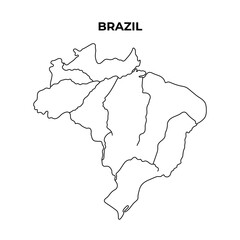 High Detailed Outline Map of Brazil Isolated on white Background
