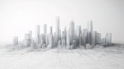 Fototapeta premium Lowpoly 3D wire mesh of a smart city An intelligent building automation system