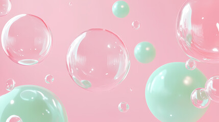 Transparent bubbles in dreamy soft colors