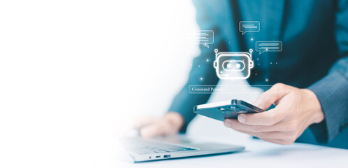 communication is open for chat customers, chatbot digital technology, bot artificial intelligence....