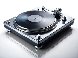 DJ Vinyl Player Isolated White Background with Copy Space