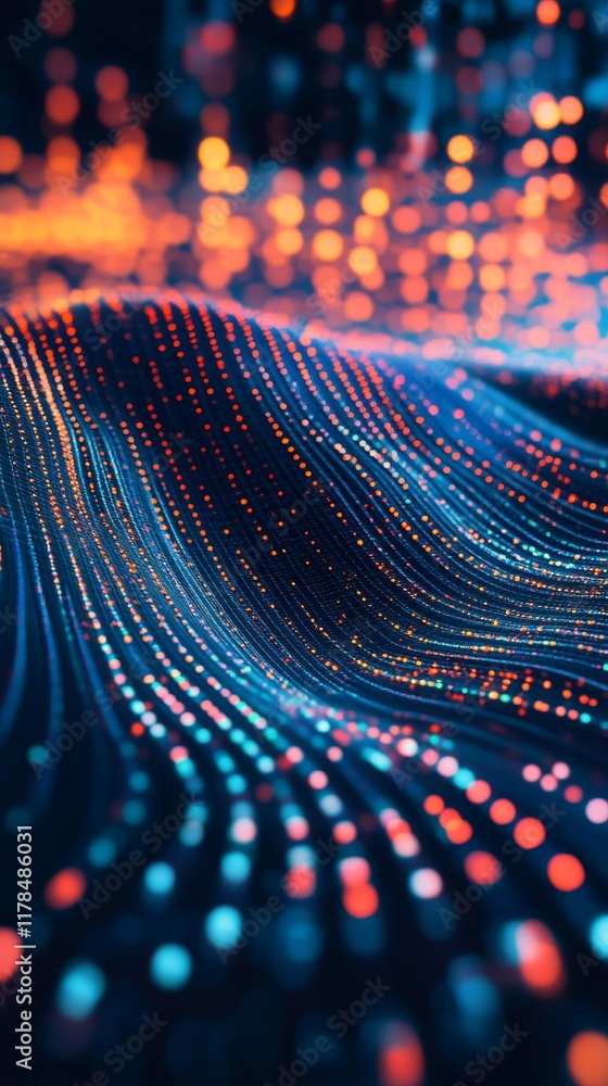 Poster abstract data patterns with bright colors and realistic illumination for creative artwork and techno