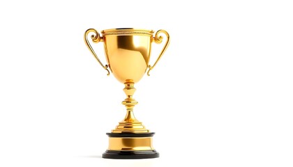 A luxury golden award trophy gleaming on a clean white background, showcasing its elegant design and intricate details 