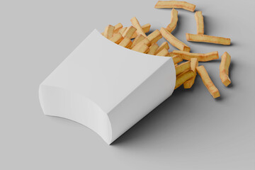 Blank french fries packaging mockup right angle view
