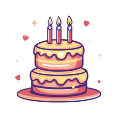 Vector icon of a two tier cake with candles