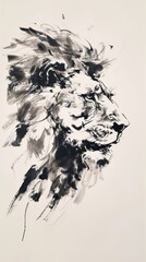 Obraz premium Lion drawing animal sketch.