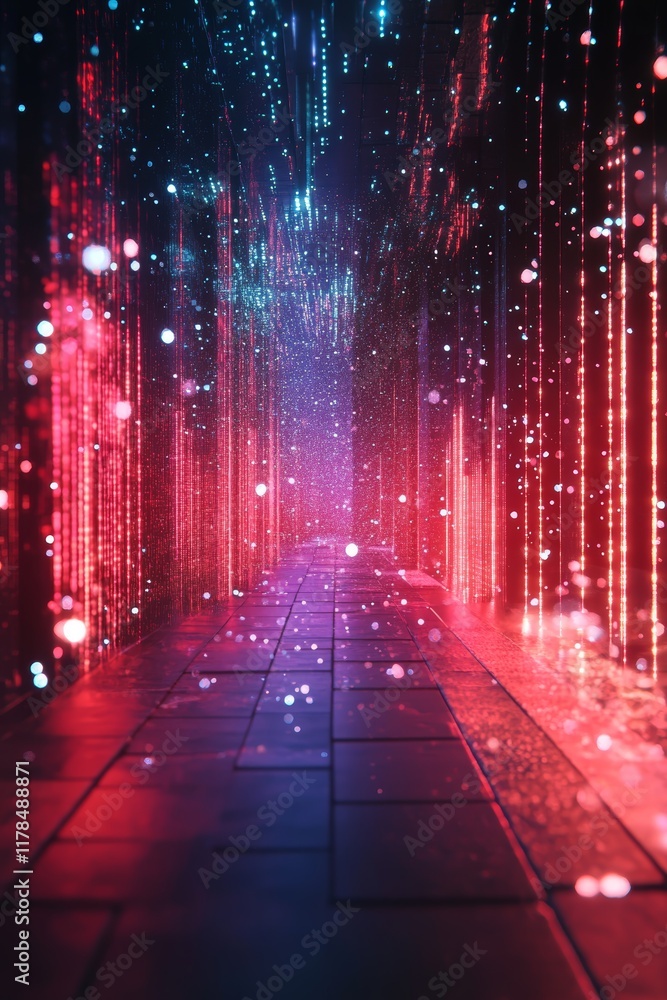 Aufkleber dynamic digital flow animation with vibrant colors and realistic light effects in a futuristic envir