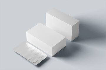 Blank medicine box with pill mockup