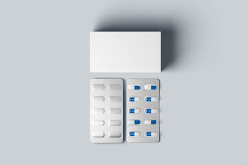 Blank multiple pills with singgle box mockup
