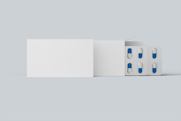 Blank multiple medicine box with pill mockup