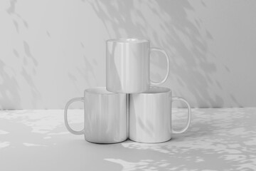Blank stacking mug mockup
