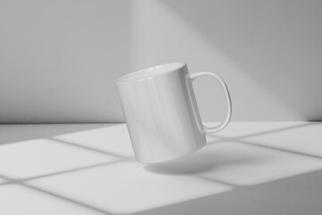 Blank floating mug mockup