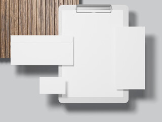 Blank paper mockup on top of wooden board